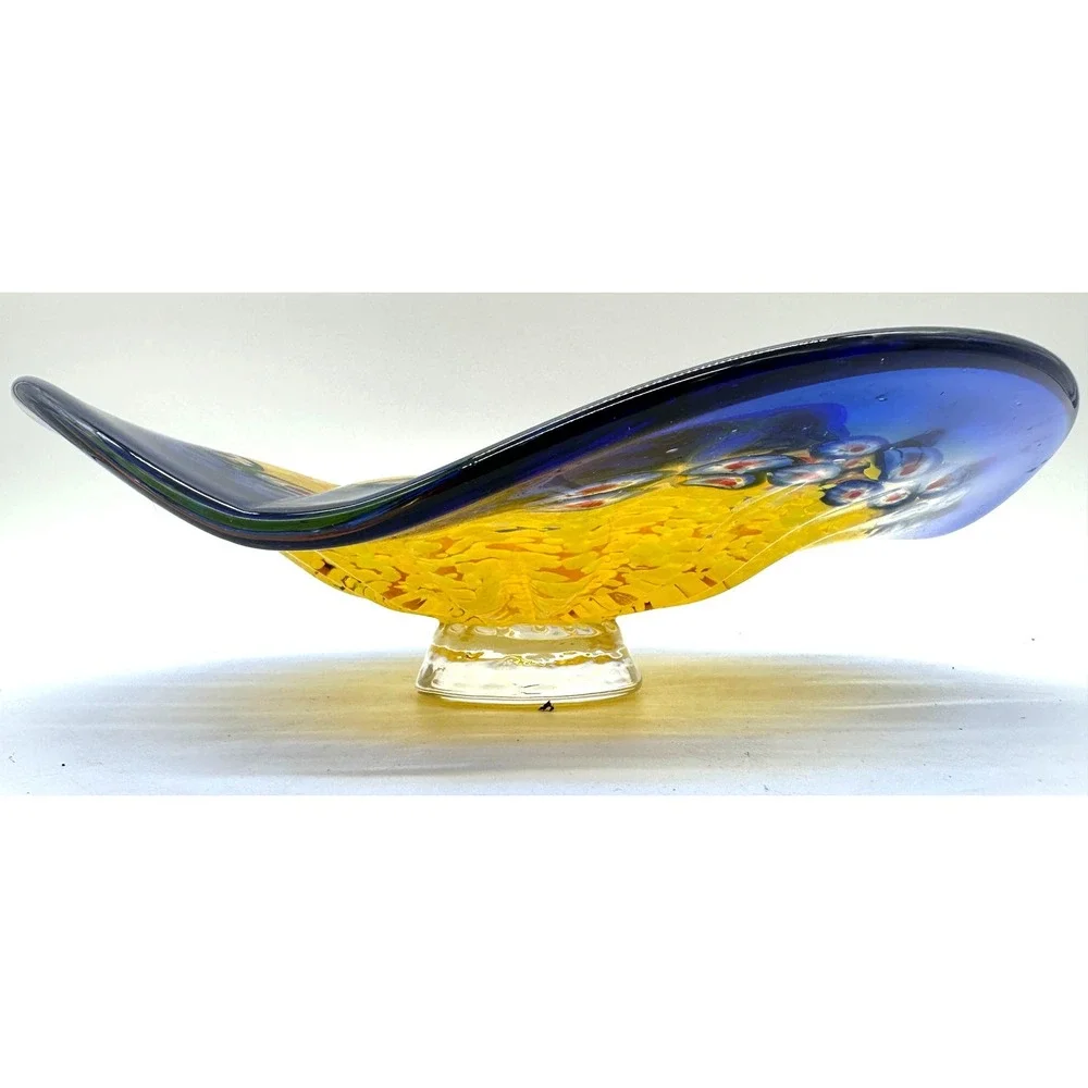 Murano Style Art Glass Footed Bowl 12